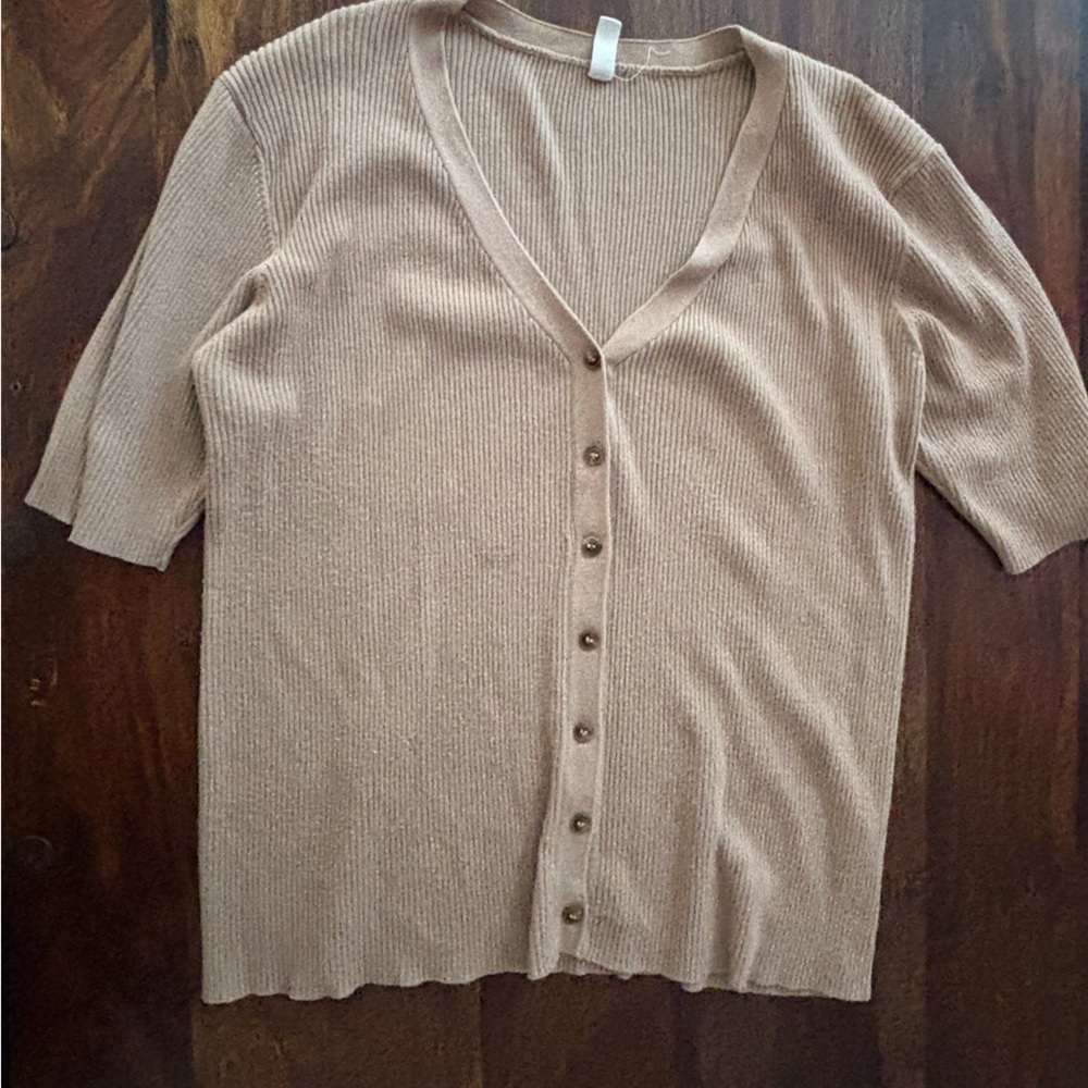 Lush Beige Button-Up Cardigan